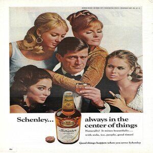 1967 Schenley Blended Whiskey Man with 4 Women Vintage Magazine Print Ad/Poster